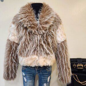 💋UBER GORGE!💋 BOHO Janis Joplin Vibe Luxe Faux Topped Fox & Rabbit Fur Jacket